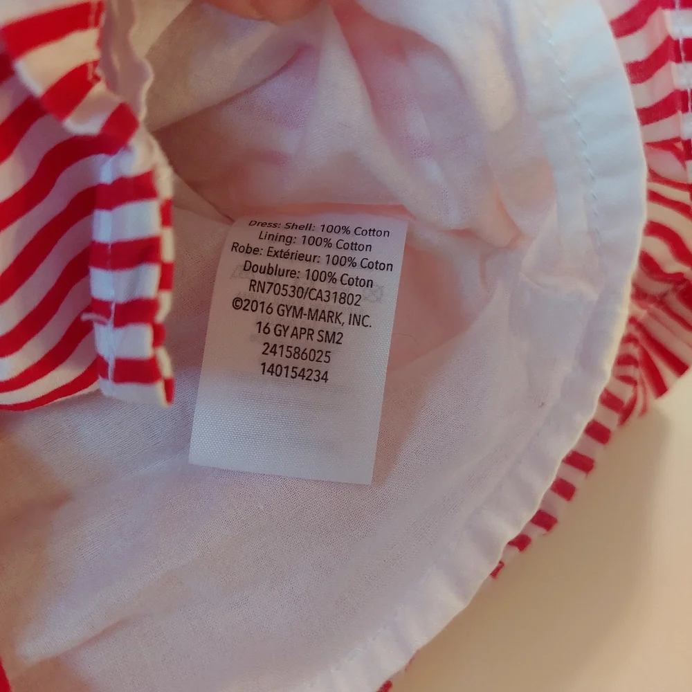 Gymboree Red & White Striped Baby Girl Dress 12–18M Summer Cotton Cute